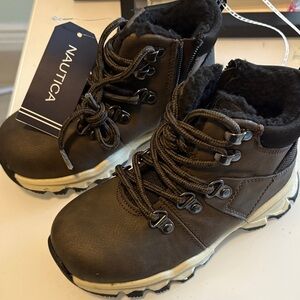Nautica Kids Dark Brown Boots with Black Accents